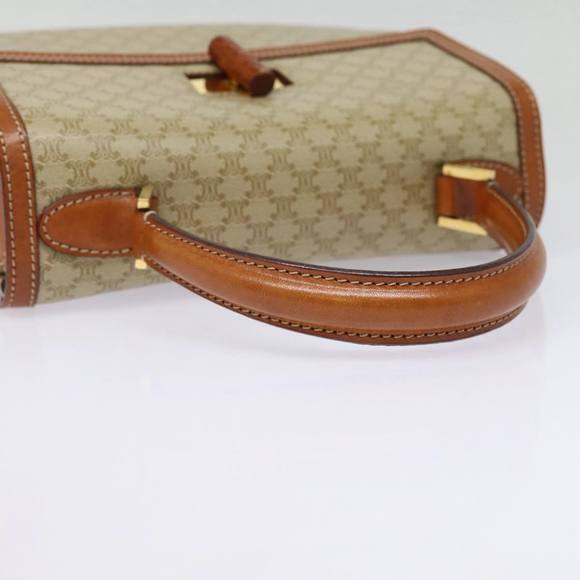 CELINE Macadam Canvas Hand Bag Beige Gold Auth 88751 - Picture 7 of 16